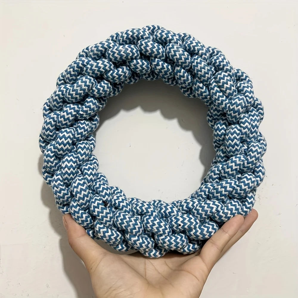 Durable Rope Dog Chew Toy – Twisted Ring for Teeth Cleaning & Play