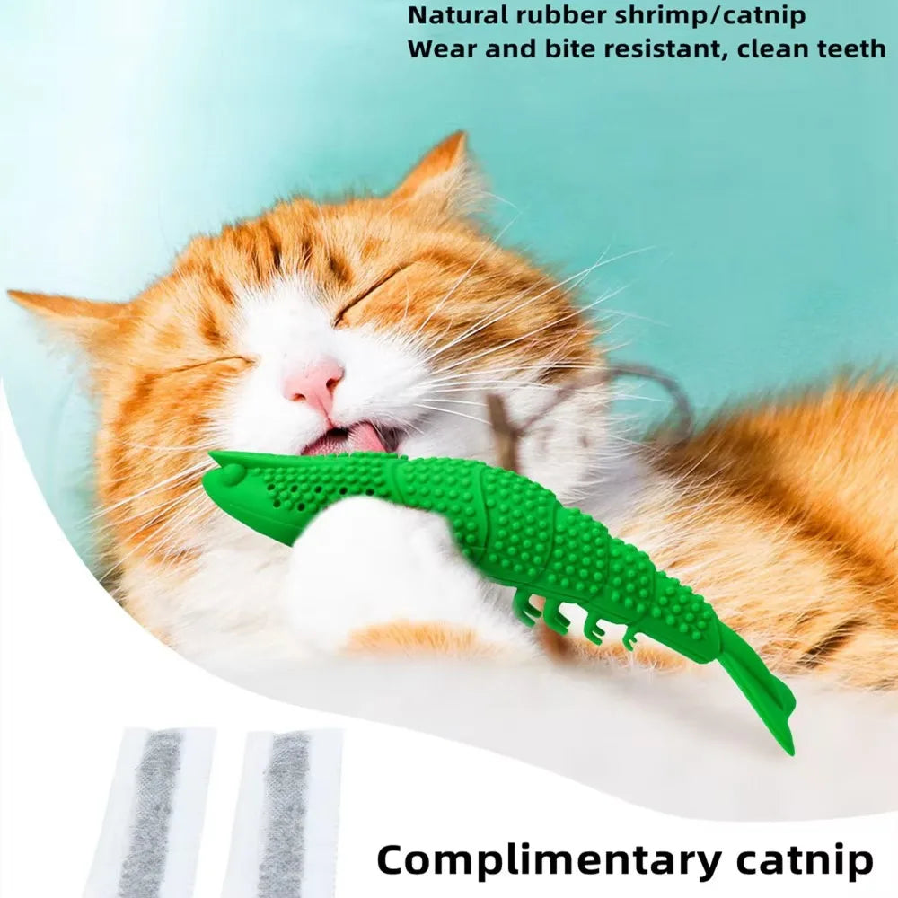 Catnip Chew Toy – Shrimp Shape for Teeth Cleaning & Play
