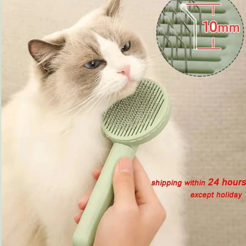 One-Click Cat Hair Removal Brush – Grooming Tool for Cats & Dogs