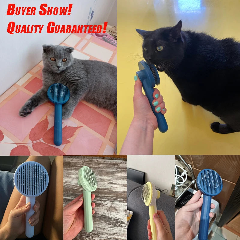One-Click Cat Hair Removal Brush – Grooming Tool for Cats & Dogs