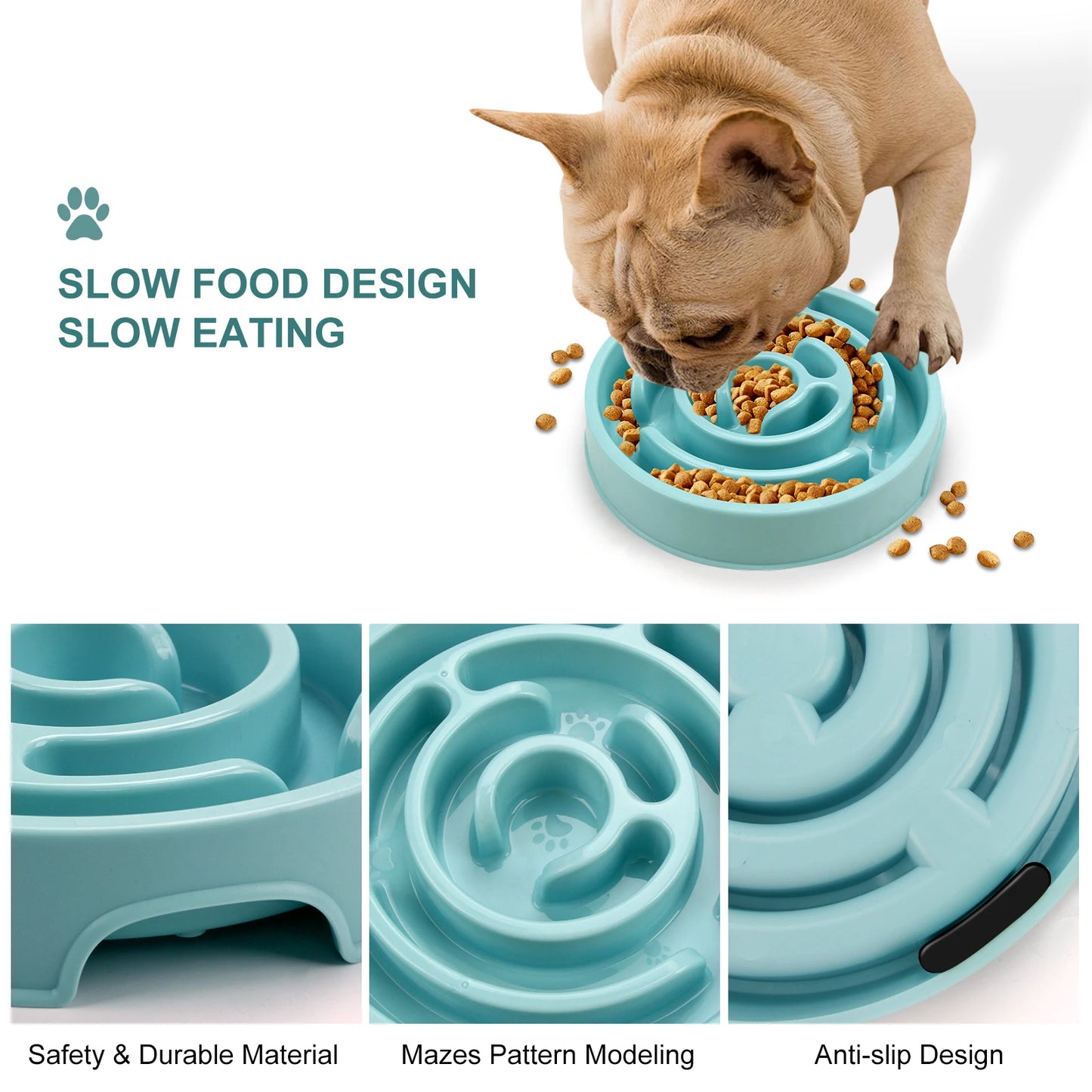 Anti-Gulping Slow Feeder Bowl for Dogs & Cats