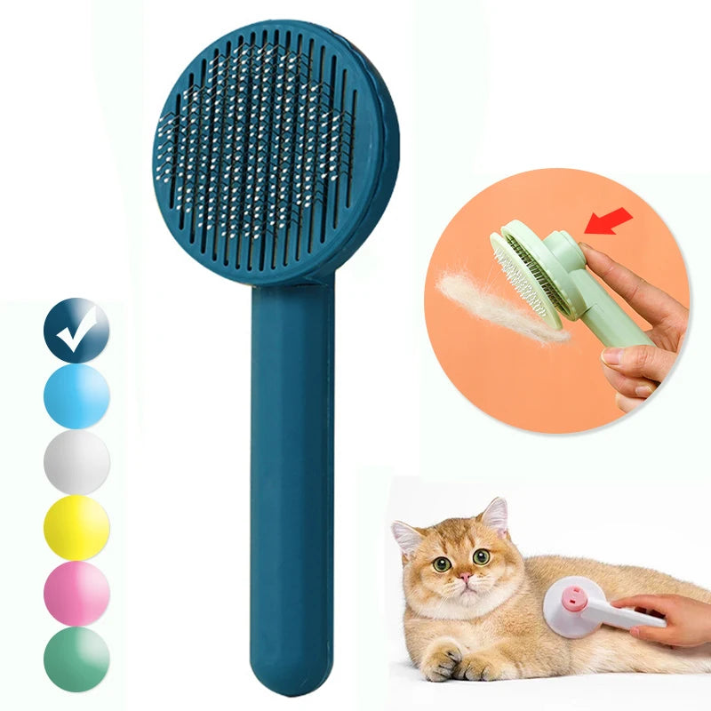 One-Click Cat Hair Removal Brush – Grooming Tool for Cats & Dogs