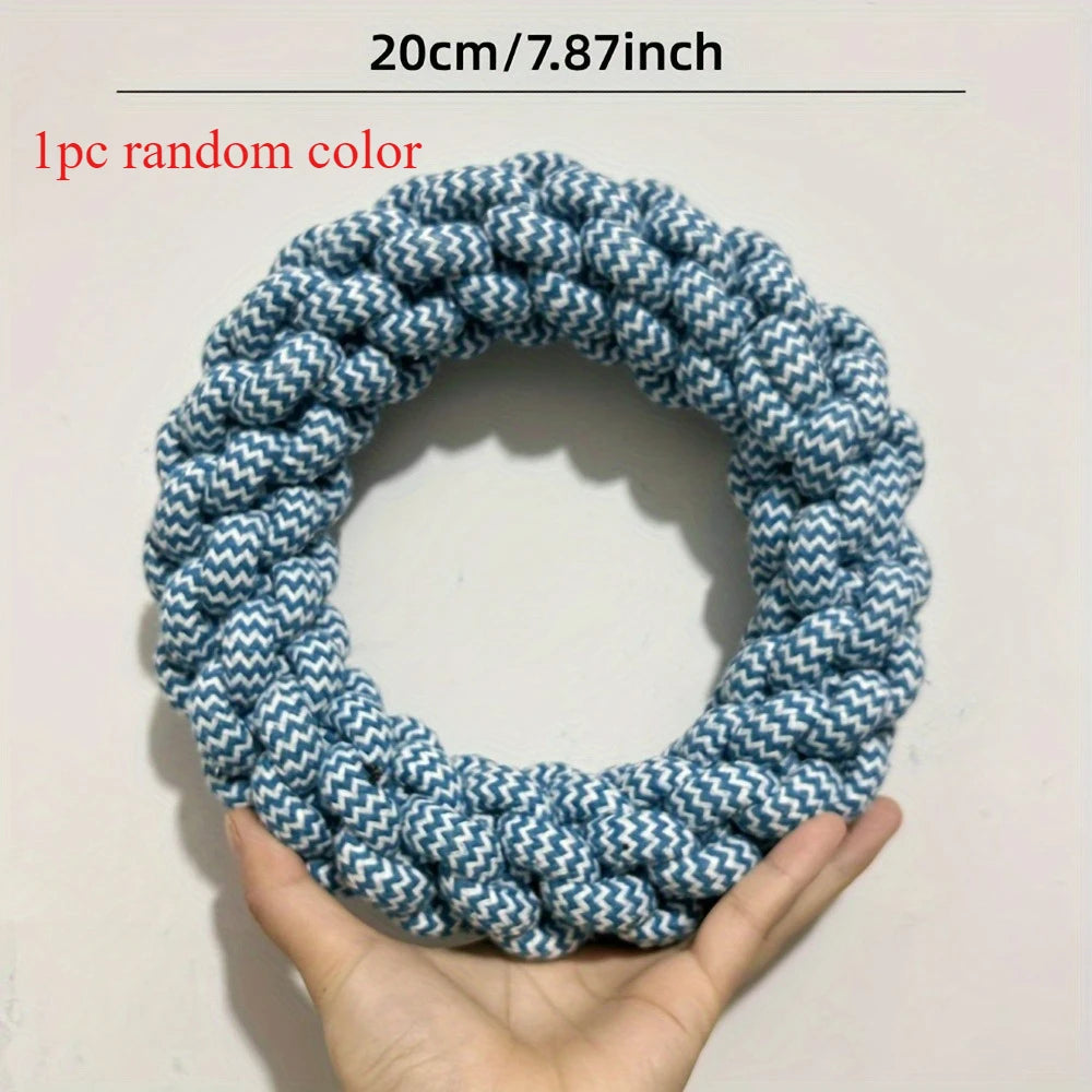 Durable Rope Dog Chew Toy – Twisted Ring for Teeth Cleaning & Play